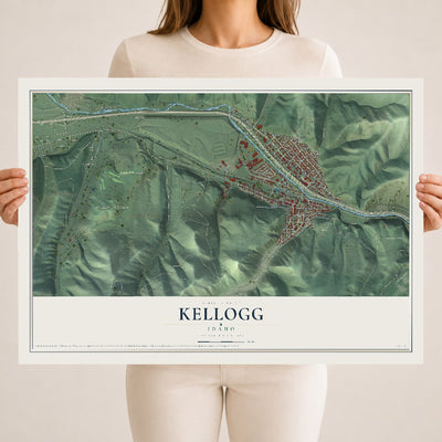 Map of Kellogg, Idaho, 18 x 24 inch unframed archival matte print