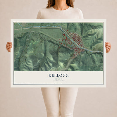 Map of Kellogg, Idaho, 24 x 36 inch unframed archival matte print