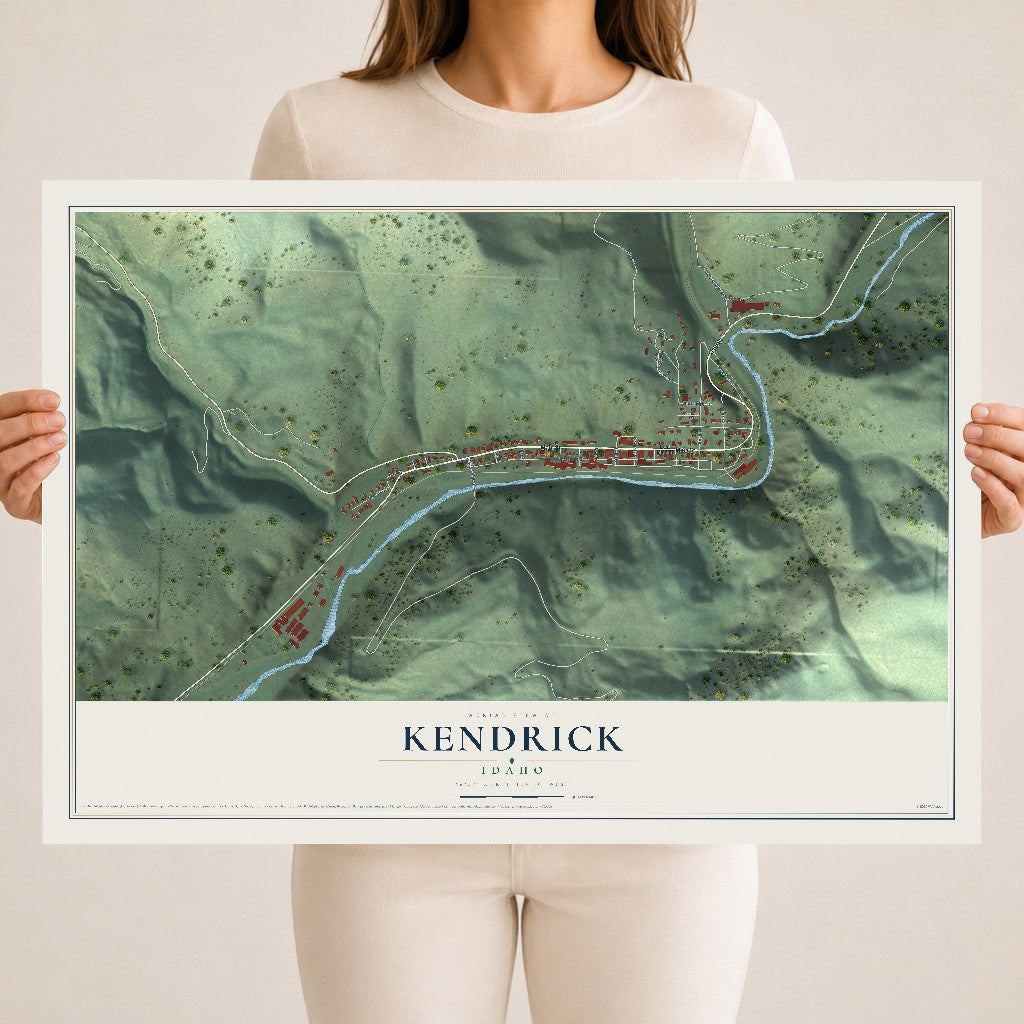 Map of Kendrick, Idaho, 18 x 24 inch unframed archival matte print