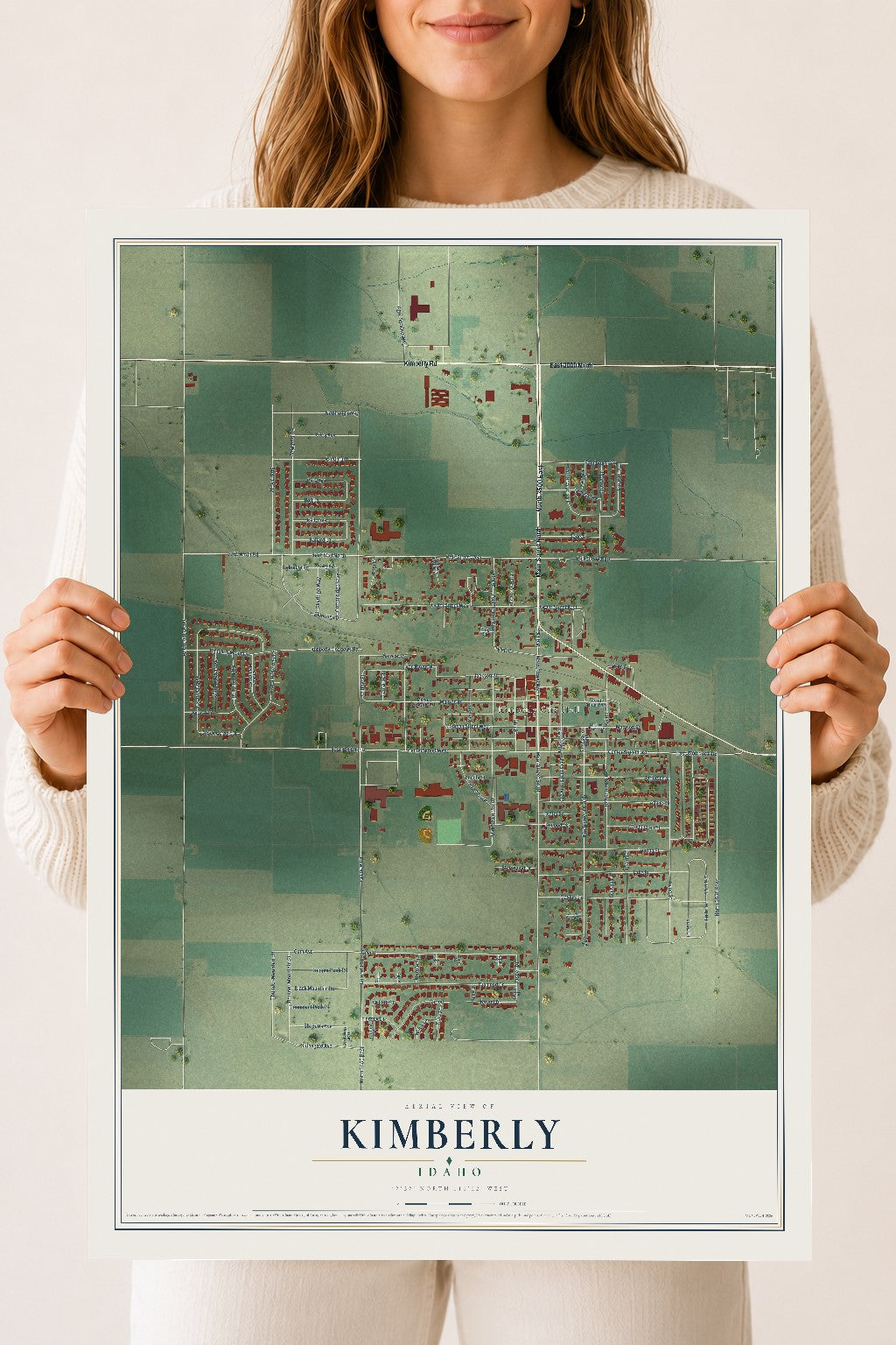 Map of Kimberly, Idaho, 18 x 24 inch unframed archival matte print