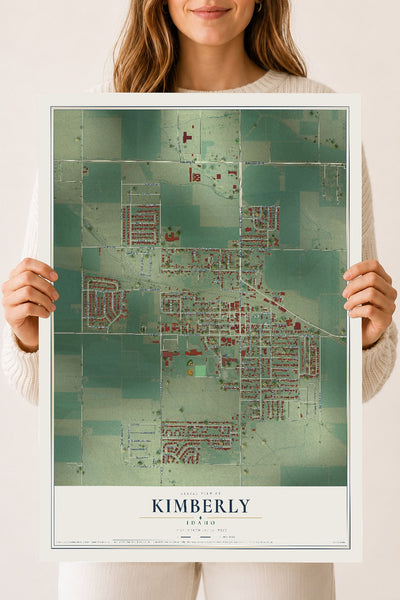 Map of Kimberly, Idaho, 18 x 24 inch unframed archival matte print