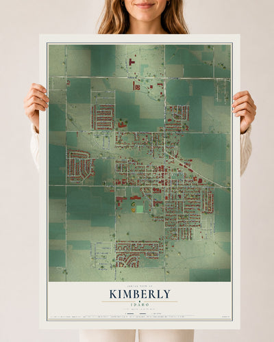 Map of Kimberly, Idaho, 24 x 36 inch unframed archival matte print