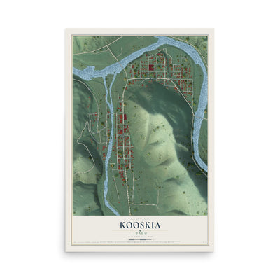 Map of Kooskia, Idaho, 12 x 18 inch unframed archival matte print