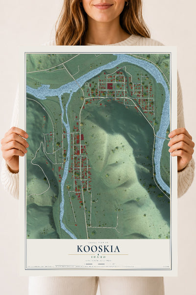 Map of Kooskia, Idaho, 18 x 24 inch unframed archival matte print