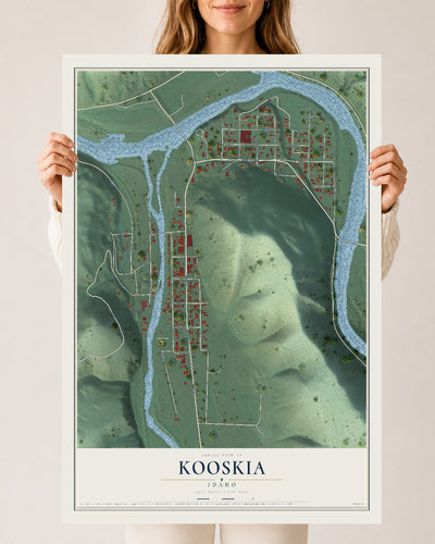 Map of Kooskia, Idaho, 24 x 36 inch unframed archival matte print