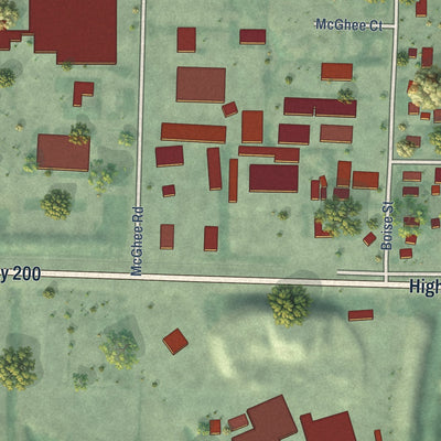 Second close-up of the map of Kootenai, Idaho print showing more streets and buildings