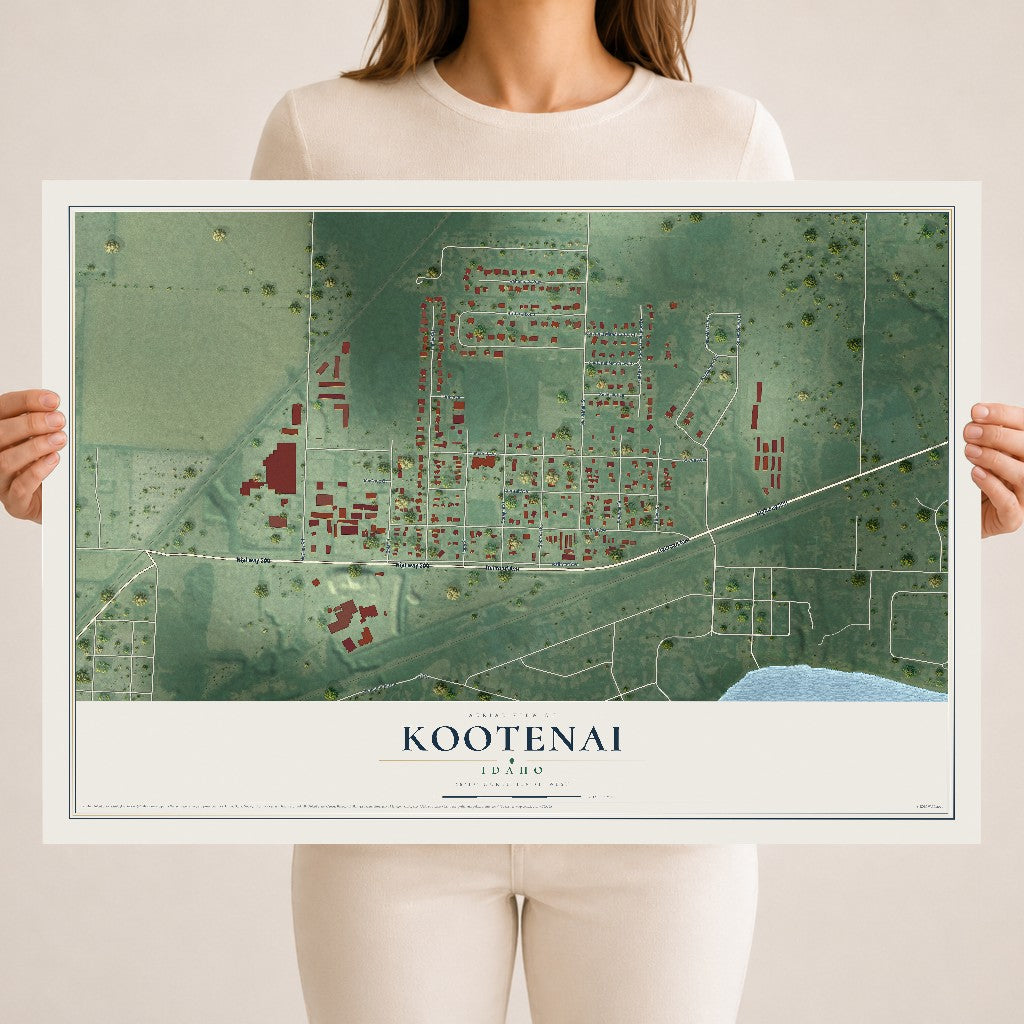Map of Kootenai, Idaho, 18 x 24 inch unframed archival matte print