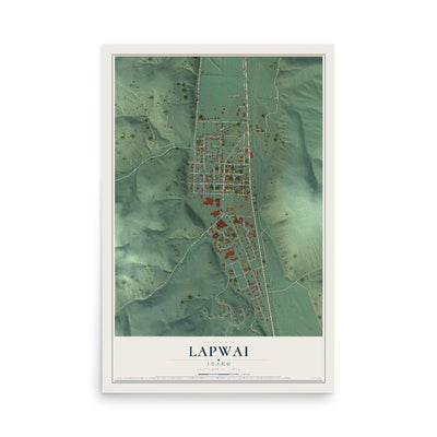 Map of Lapwai, Idaho, 12 x 18 inch unframed archival matte print