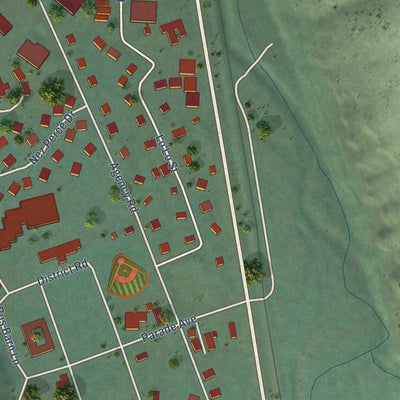Second close-up of the map of Lapwai, Idaho print showing more streets and buildings