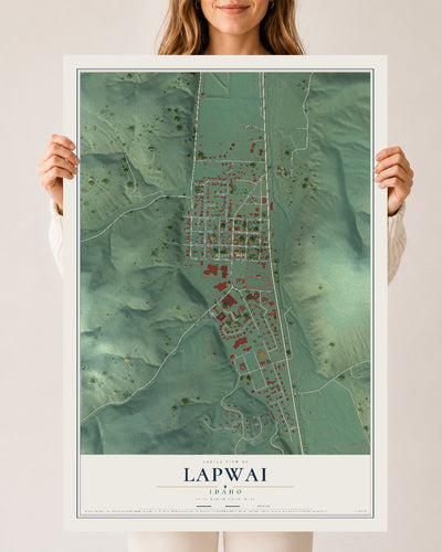 Map of Lapwai, Idaho, 24 x 36 inch unframed archival matte print