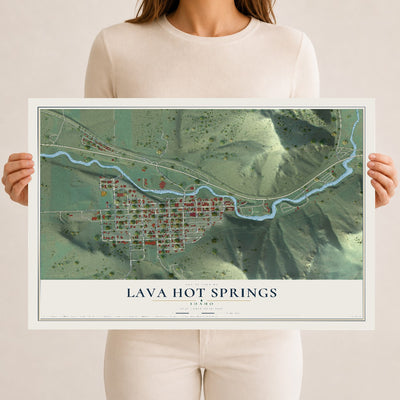 Map of Lava Hot Springs, Idaho, 12 x 18 inch unframed archival matte print