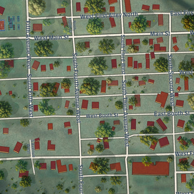 Close-up of the map of Lava Hot Springs, Idaho print showing street and building detail