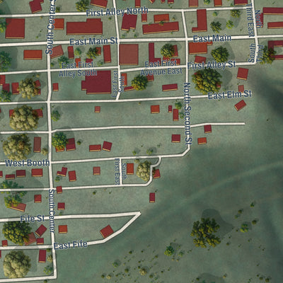 Second close-up of the map of Lava Hot Springs, Idaho print showing more streets and buildings