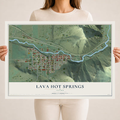 Map of Lava Hot Springs, Idaho, 18 x 24 inch unframed archival matte print