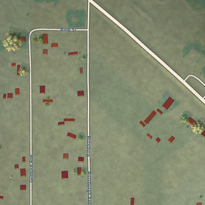 Second close-up of the map of Leadore, Idaho print showing more streets and buildings