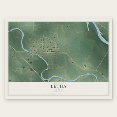 Letha, Idaho map print, the full design