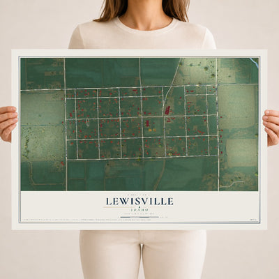 Map of Lewisville, Idaho, 18 x 24 inch unframed archival matte print