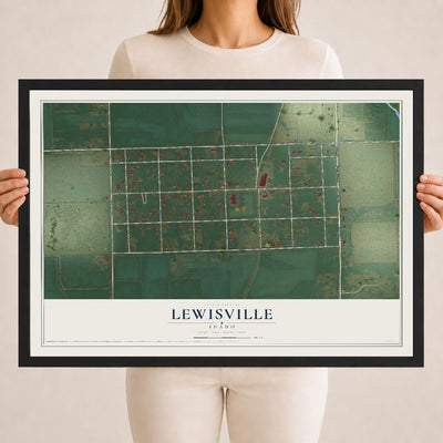 Map of Lewisville, Idaho, 18 x 24 inch print in a black wood frame