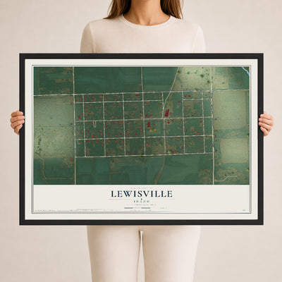 Map of Lewisville, Idaho, 24 x 36 inch print in a black wood frame