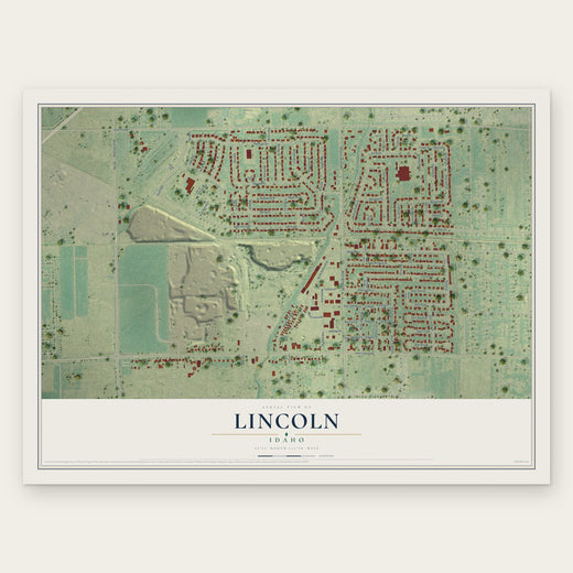 Lincoln, Idaho map print, the full design