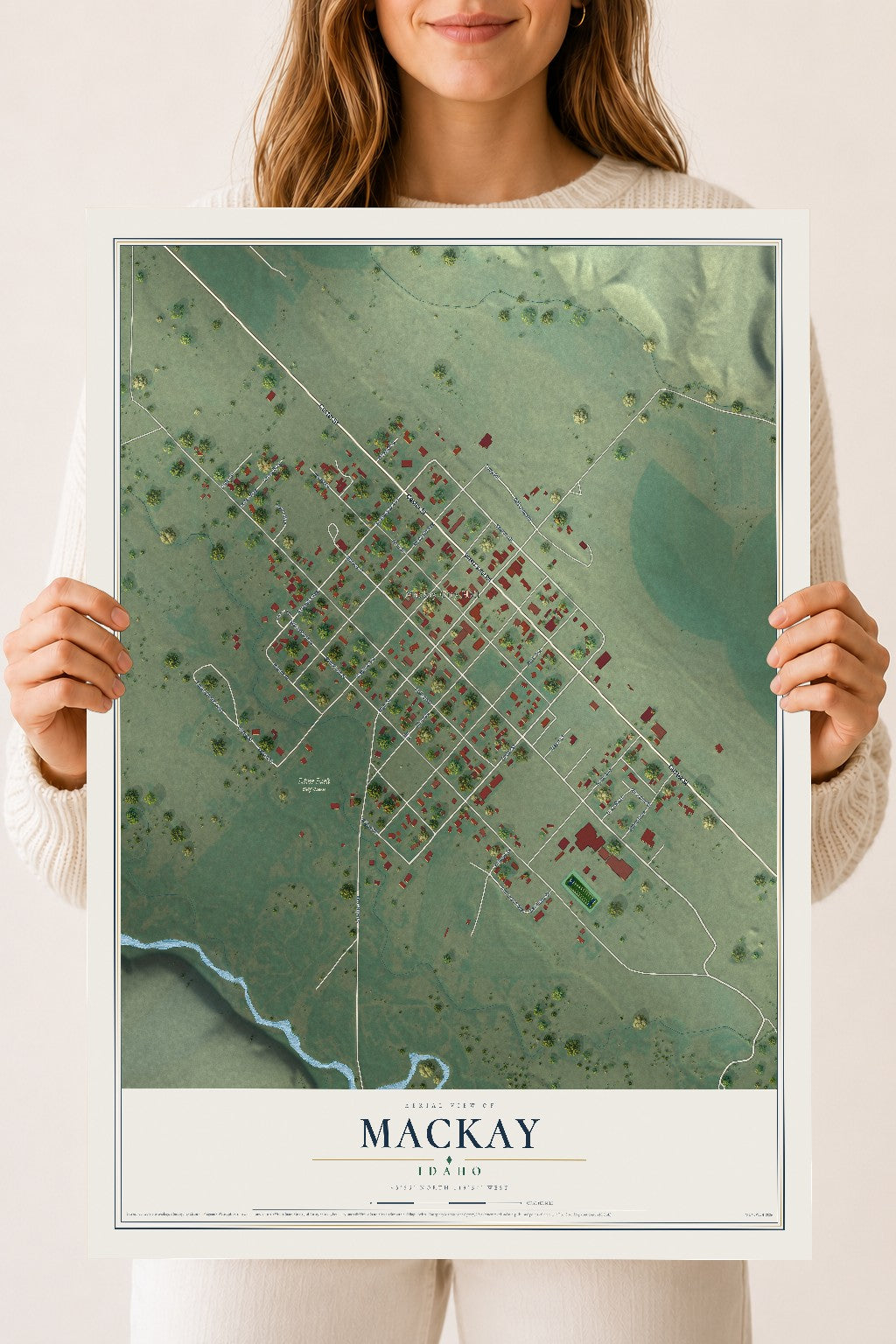 Map of Mackay, Idaho, 18 x 24 inch unframed archival matte print
