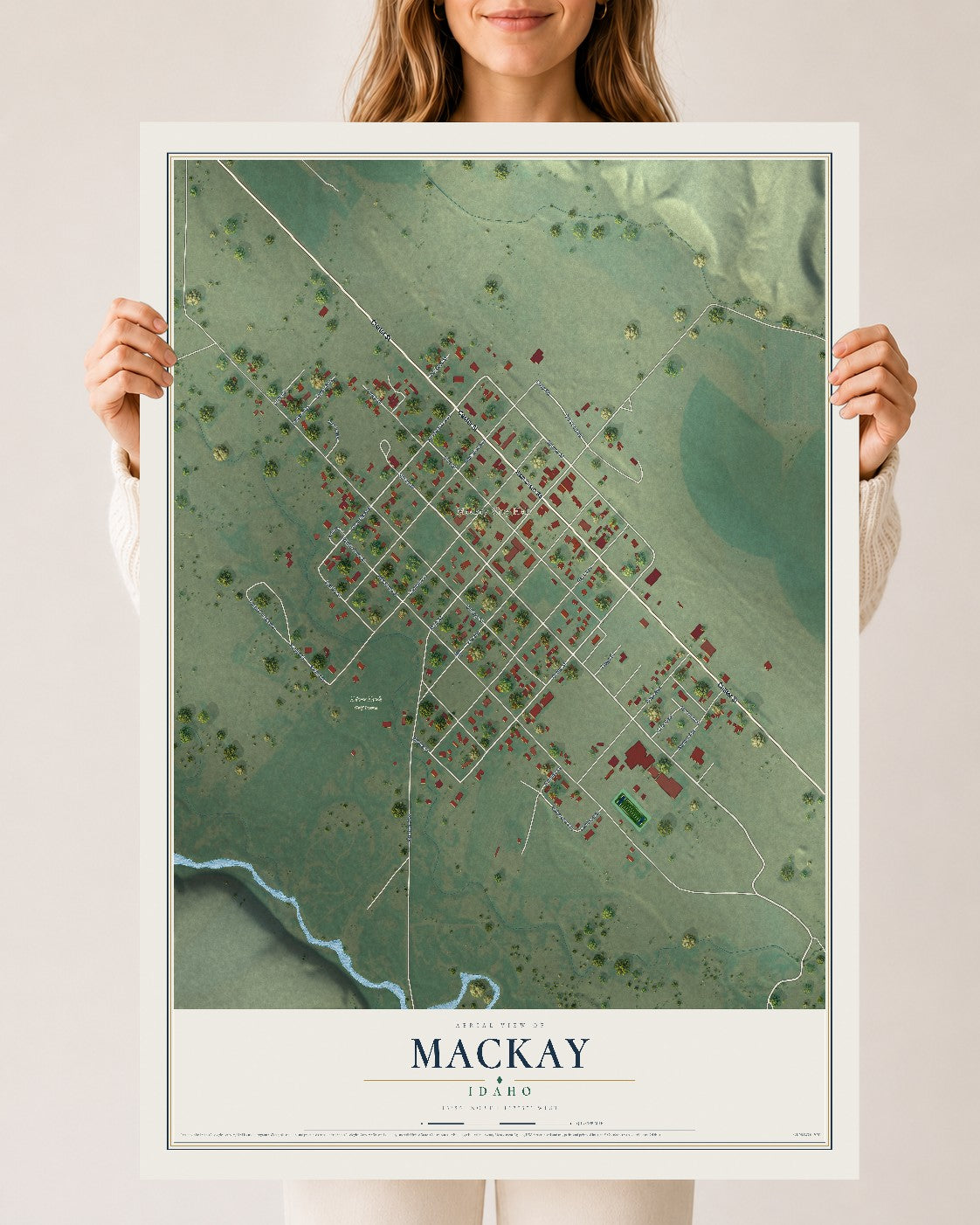 Map of Mackay, Idaho, 24 x 36 inch unframed archival matte print