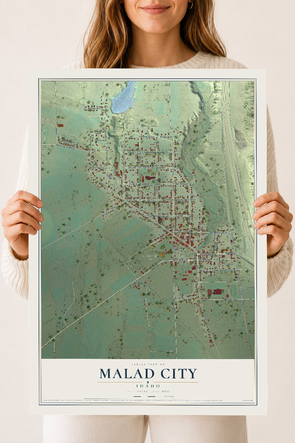 Map of Malad City, Idaho, 18 x 24 inch unframed archival matte print