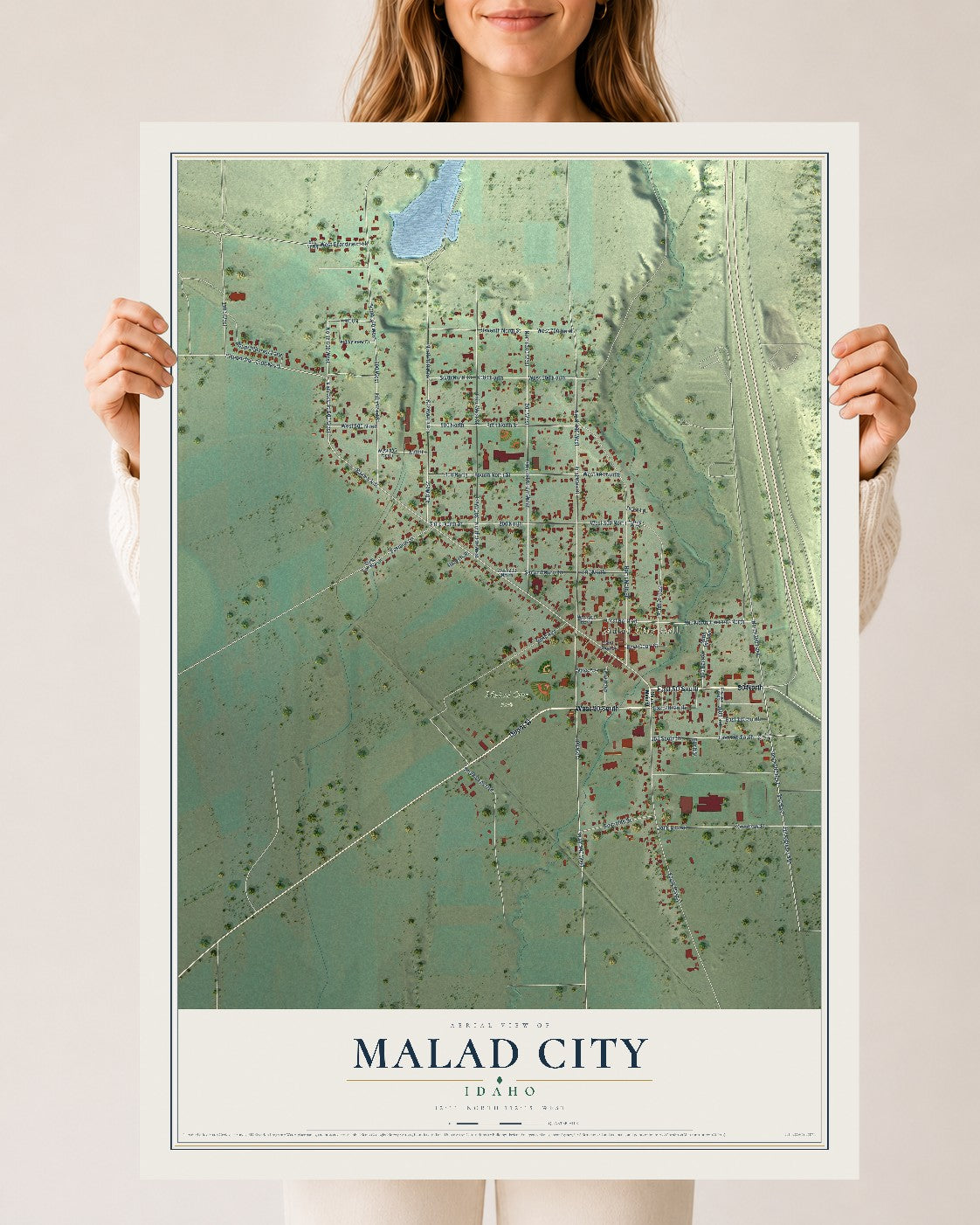 Map of Malad City, Idaho, 24 x 36 inch unframed archival matte print