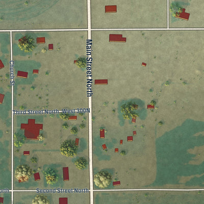 Close-up of the map of Malta, Idaho print showing street and building detail