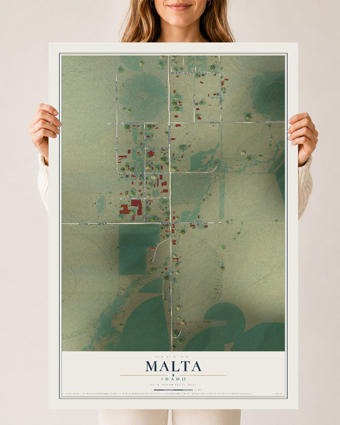 Map of Malta, Idaho, 24 x 36 inch unframed archival matte print