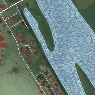 Second close-up of the map of Marsing, Idaho print showing more streets and buildings