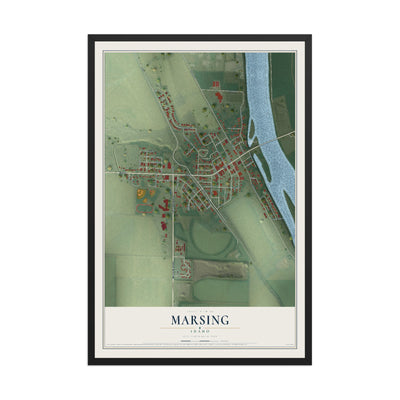 Map of Marsing, Idaho, 12 x 18 inch print in a black wood frame