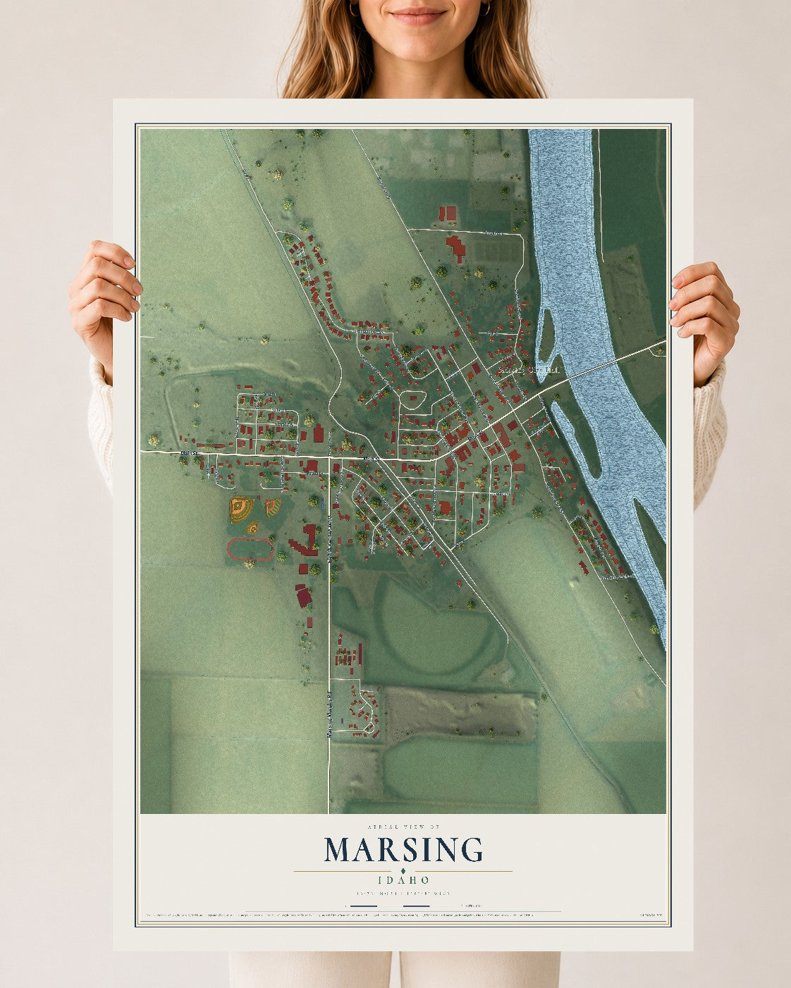 Map of Marsing, Idaho, 24 x 36 inch unframed archival matte print