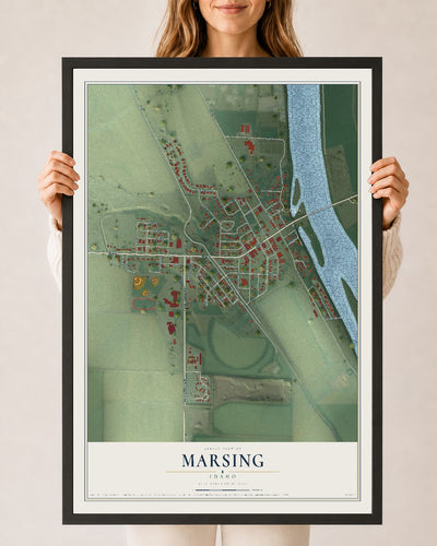 Map of Marsing, Idaho, 24 x 36 inch print in a black wood frame