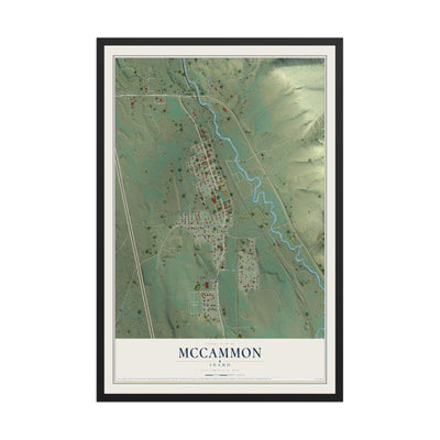 Map of McCammon, Idaho, 12 x 18 inch print in a black wood frame