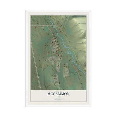 Map of McCammon, Idaho, 12 x 18 inch print in a white wood frame