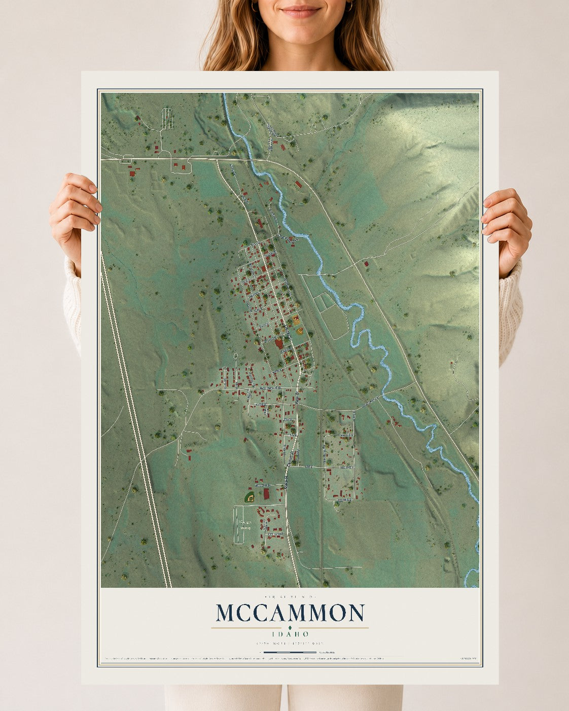 Map of McCammon, Idaho, 24 x 36 inch unframed archival matte print