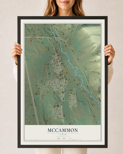 Map of McCammon, Idaho, 24 x 36 inch print in a black wood frame
