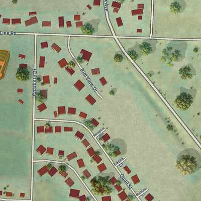 Second close-up of the map of Melba, Idaho print showing more streets and buildings