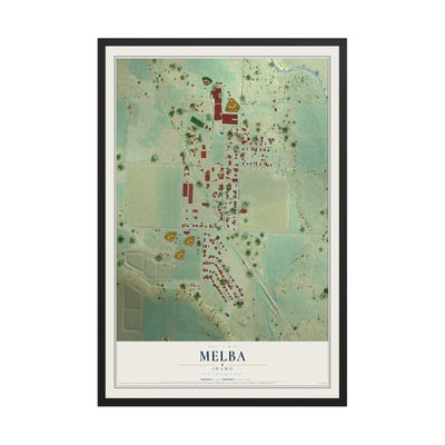 Map of Melba, Idaho, 12 x 18 inch print in a black wood frame