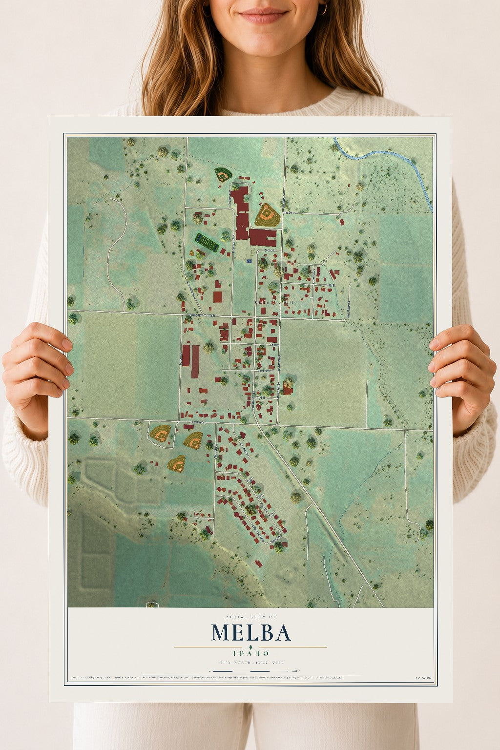 Map of Melba, Idaho, 18 x 24 inch unframed archival matte print
