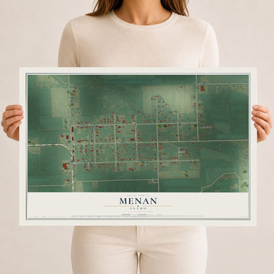 Map of Menan, Idaho, 12 x 18 inch unframed archival matte print