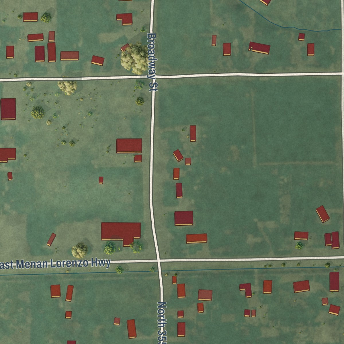 Second close-up of the map of Menan, Idaho print showing more streets and buildings
