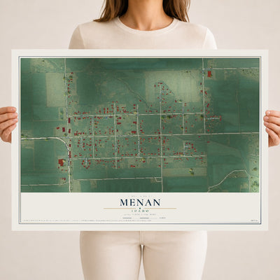 Map of Menan, Idaho, 18 x 24 inch unframed archival matte print