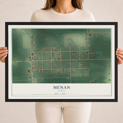 Map of Menan, Idaho, 18 x 24 inch print in a black wood frame
