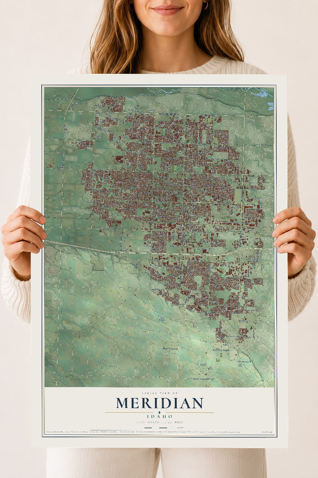 Map of Meridian, Idaho, 18 x 24 inch unframed archival matte print