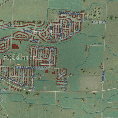 Second close-up of the map of Middleton, Idaho print showing more streets and buildings
