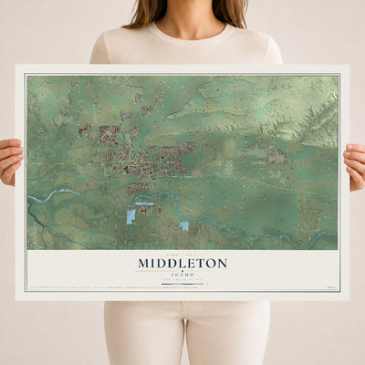 Map of Middleton, Idaho, 18 x 24 inch unframed archival matte print