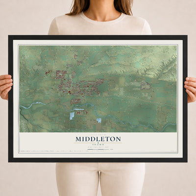 Map of Middleton, Idaho, 18 x 24 inch print in a black wood frame
