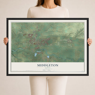 Map of Middleton, Idaho, 24 x 36 inch print in a black wood frame